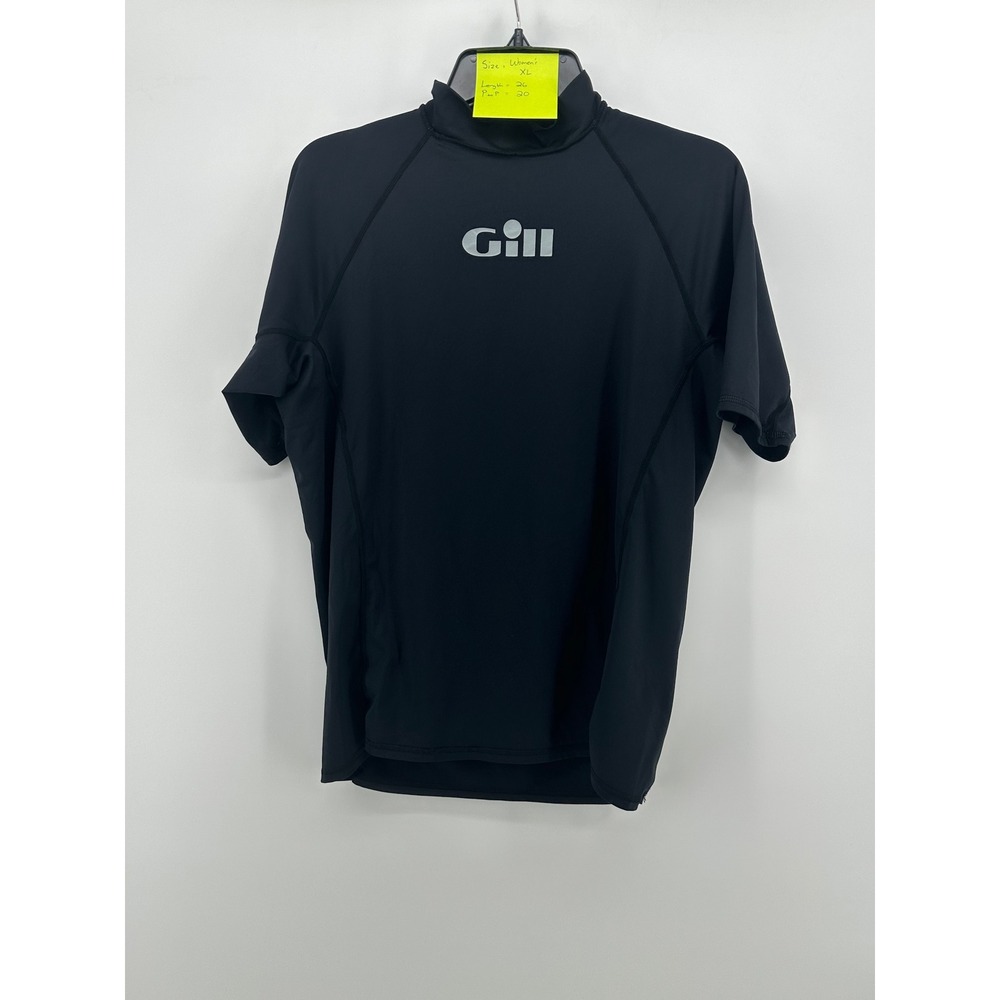 Gill UV Tec Short Sleeve Rash‎ Guard Black UV50+ Mock Neck Top 4401 Womens XL
